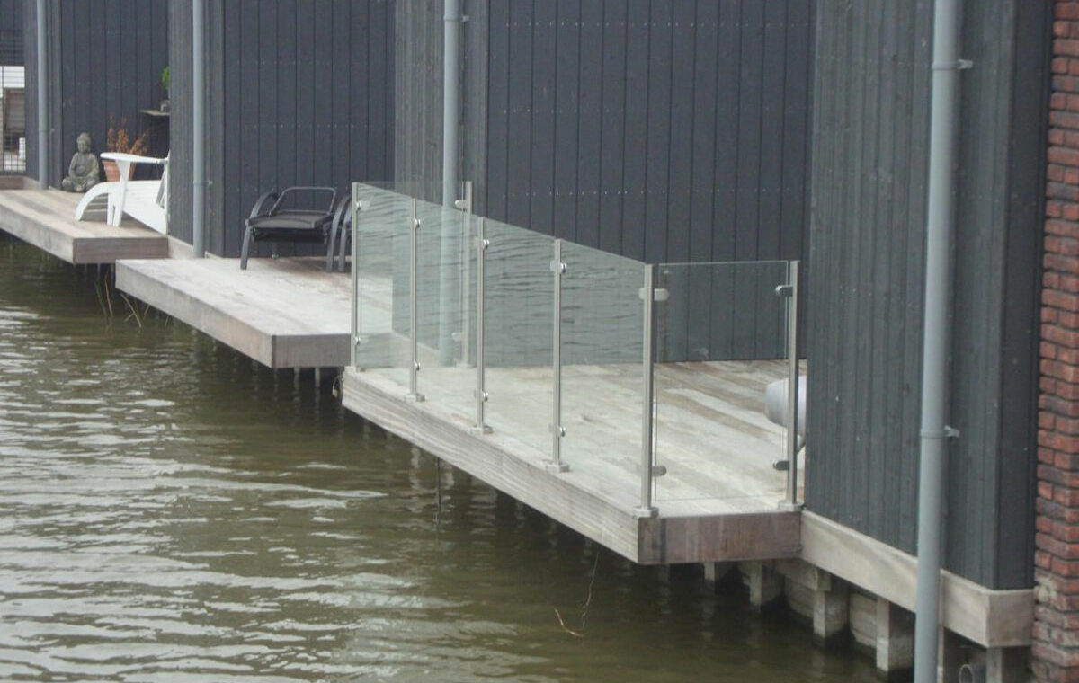glazen balkonhek rvs staanders