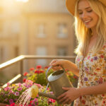 Bloemen en planten op balkon