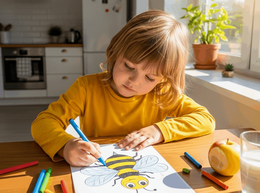 Stap voor stap een bij tekenen
