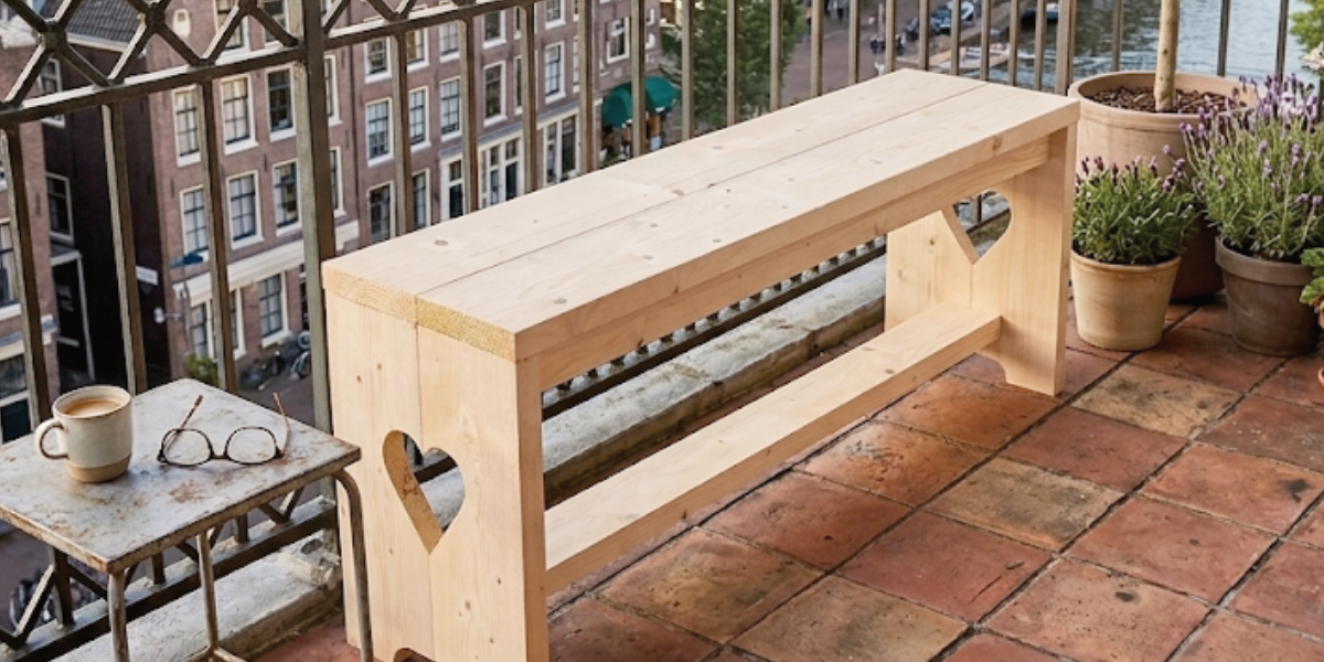 Houten bankje op maat voor een balkon